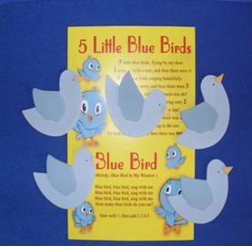 Blue Birds – (5 wood props with numbers)